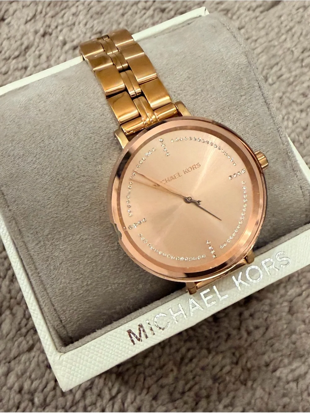 Michael Kors Rose Gold Crystal-Accent Women's Bracelet Watch